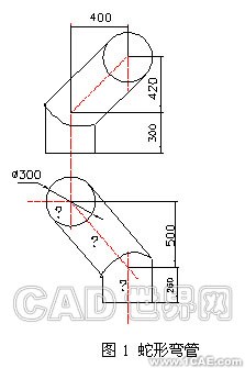 CAD蛇形弯管三维建模autocad案例图片1