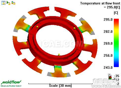如何正确解读Moldflow流动波前温度结果？moldflow仿真分析图片2