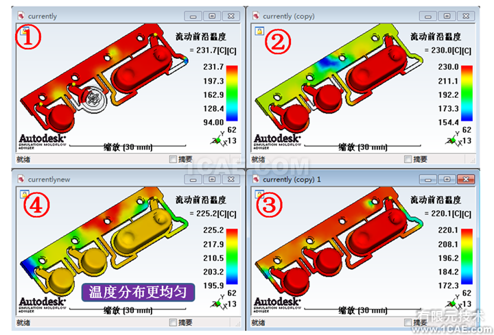 如何正确解读Moldflow流动波前温度结果？moldflow结果图片9