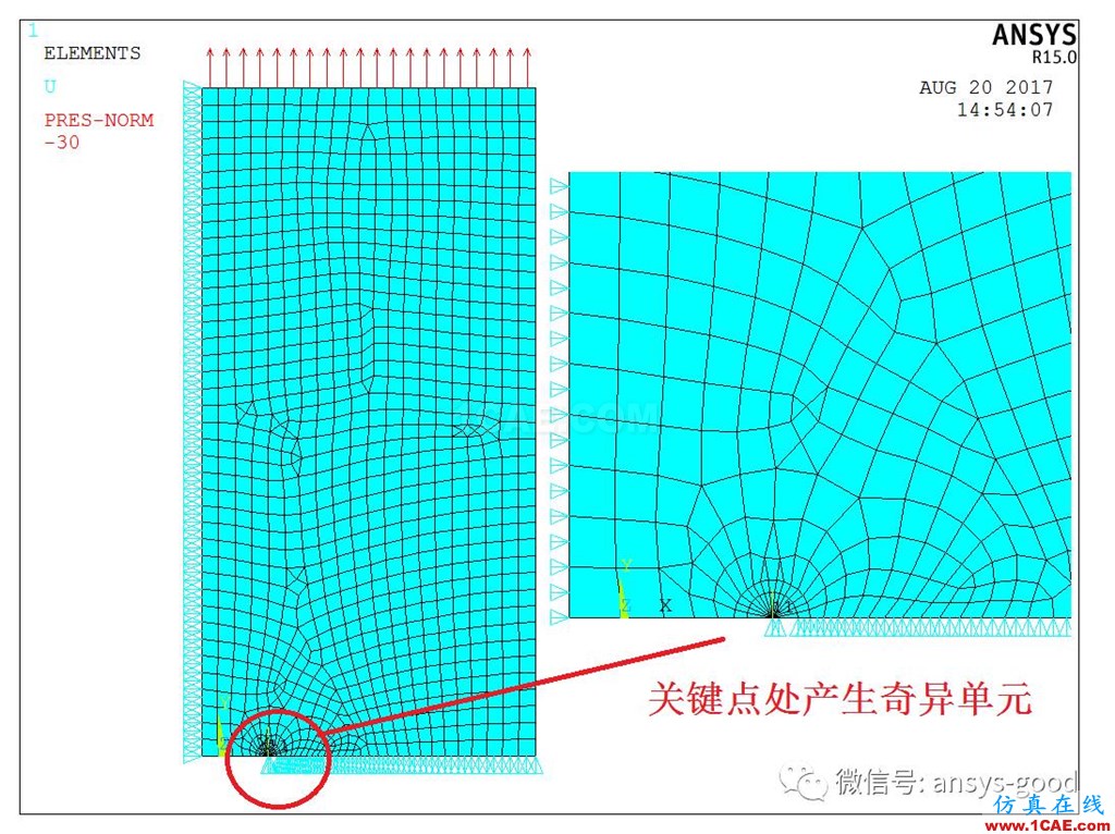 断裂力学之有限宽板中心裂纹的应力强度因子【ANSYS算例验证】ansys培训的效果图片5