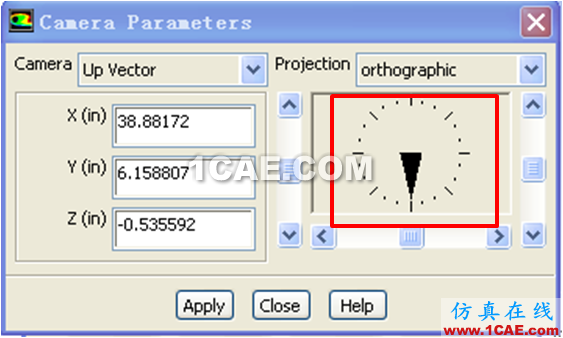 FLUENT中用camera parameter将视图精确旋转90度