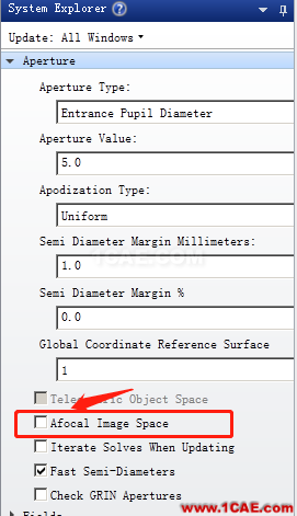 zemax中Afocal Image Space选项的作用zemax光学仿真分析图片1