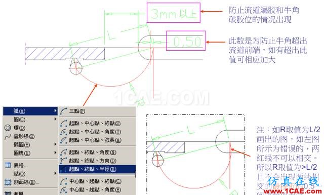 教你怎么画模具的牛角进胶点、拆弯偷料ug设计图片3