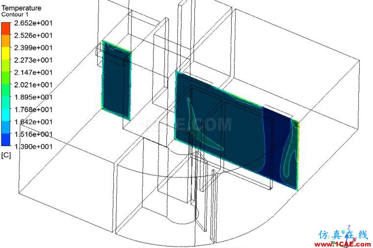 【CFD】酒店套房室内空调流场温度场分析fluent结果图片7