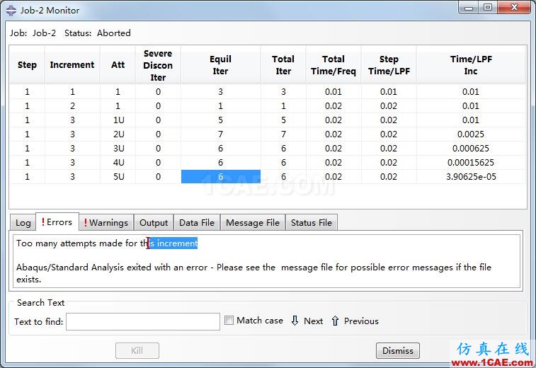 ABAQUS中出现Too many attempts made for this increment错误是什么原因?abaqus有限元图片1